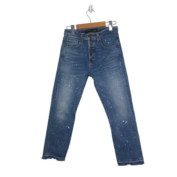 Veronica Beard Ines Girlfriend Paint Splatter Button Fly Jeans Size 26 - Picture 3 of 9